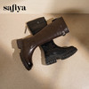 Safiya/索菲娅2025英伦风厚底粗跟褶皱弹力百搭显瘦高筒长靴SFD4117075 商品缩略图3