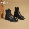 Safiya/索菲娅2025羊皮抓皱粗跟百搭厚底休闲通勤时尚英伦短靴SFD4116255 商品缩略图3