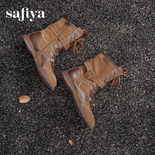 Safiya/索菲娅2025美拉德轻便薄底百搭休闲绑带小众复古拳击靴SFD4116422 商品图3