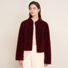 EITIE爱特爱气质立领时尚直筒红棕色颗粒绒羊毛保暖短外套D2503925 商品缩略图1