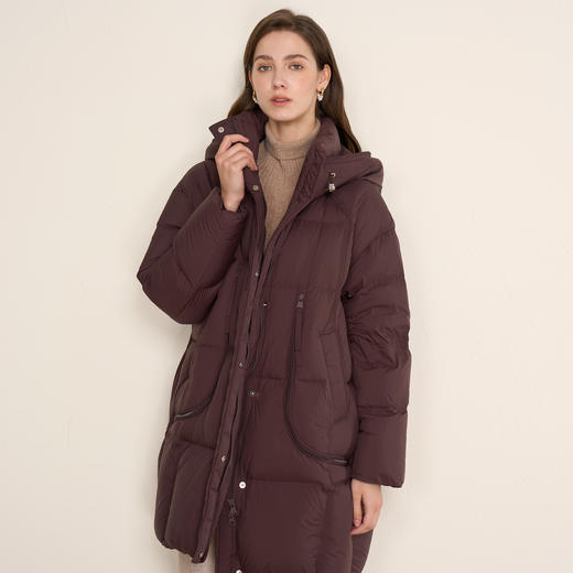 EITIE爱特爱时尚简约百搭连帽保暖加厚中长款羽绒服D2511905 商品图2