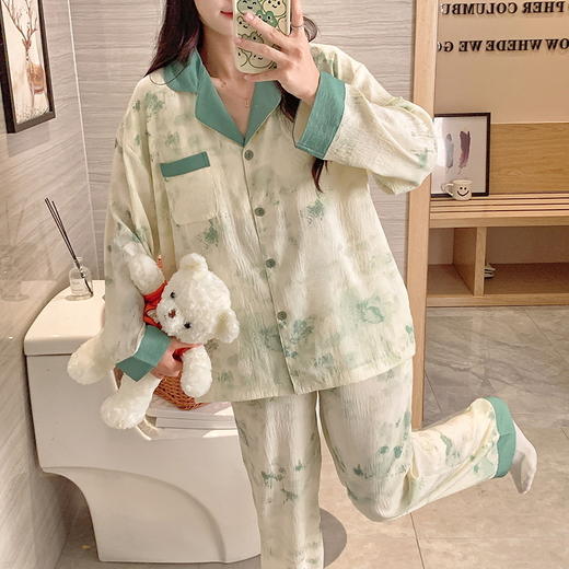【换季出清】自然醒月汐（带胸垫）女士家居服云朵棉长袖长裤开衫睡衣QH 商品图6