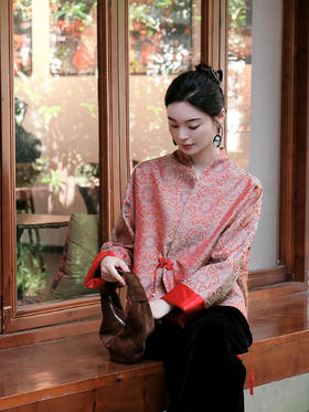 盛唐牡丹 | 八达晕三重纬宋锦交叉领外套