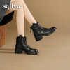 Safiya/索菲娅2025羊皮抓皱粗跟百搭厚底休闲通勤时尚英伦短靴SFD4116255 商品缩略图7