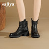 Safiya/索菲娅2025羊皮抓皱粗跟百搭厚底休闲通勤时尚英伦短靴SFD4116255 商品缩略图5
