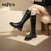 Safiya/索菲娅2025英伦风厚底粗跟褶皱弹力百搭显瘦高筒长靴SFD4117075 商品缩略图1
