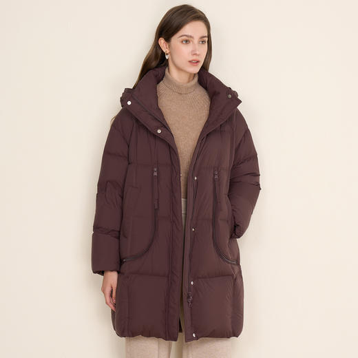 EITIE爱特爱时尚简约百搭连帽保暖加厚中长款羽绒服D2511905 商品图1