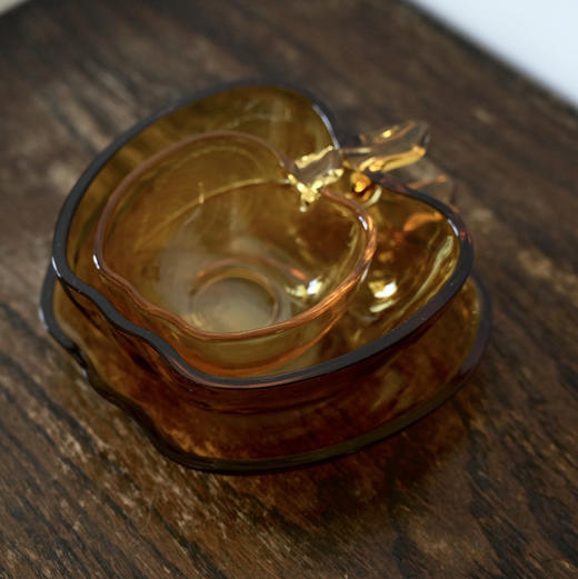 日本琥珀玻璃器皿 苹果 三款入 X1297 商品图1