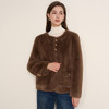 EITIE爱特爱巧克力色秋冬氛围感圆领短款环保皮草外套D2503923 商品缩略图2