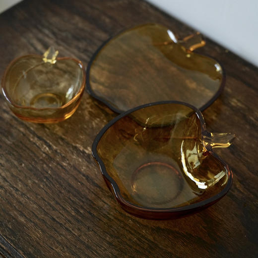 日本琥珀玻璃器皿 苹果 三款入 X1297 商品图0