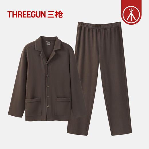 Threegun三枪 朵绒棉翻领开襟男士家居套-T80081D02 商品图6