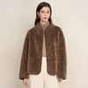 EITIE爱特爱毛绒感立领棕色直筒短款颗粒绒羊毛保暖外套D2503927 商品缩略图2