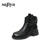 Safiya/索菲娅2025羊皮抓皱粗跟百搭厚底休闲通勤时尚英伦短靴SFD4116255 商品缩略图8