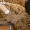 Safiya/索菲娅2025流苏游牧风系带休闲绒面复古百搭中筒西部靴SFD4116419 商品缩略图4