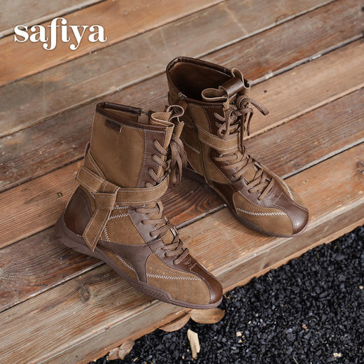 Safiya/索菲娅2025美拉德轻便薄底百搭休闲绑带小众复古拳击靴SFD4116422 商品图2