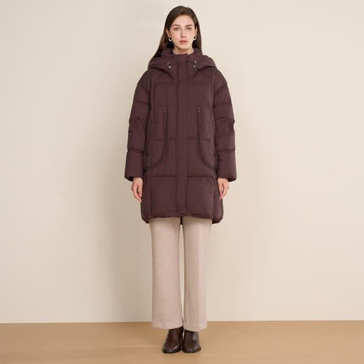 EITIE爱特爱时尚简约百搭连帽保暖加厚中长款羽绒服D2511905 商品图3