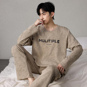 【换季出清】自然醒简叙男士家居服牛奶丝长袖长裤套头睡衣QH