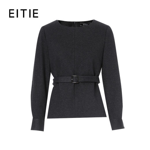 EITIE爱特爱简洁圆领分割设计配腰带收腰显瘦上衣8413104 商品图6