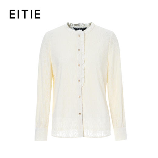 EITIE爱特爱法式荷叶领蕾丝优雅衬衣8409102 商品图6