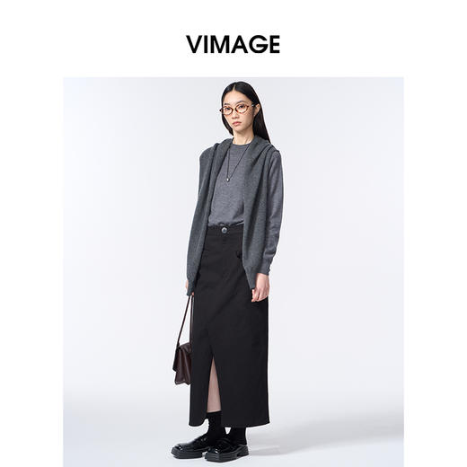 VIMAGE纬漫纪半高圆领高级灰秋冬新款针织衫V2401111 商品图3