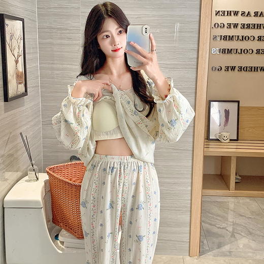 【换季出清】自然醒茉语（带胸垫）女士家居服云朵棉长袖长裤套头睡衣QH 商品图7