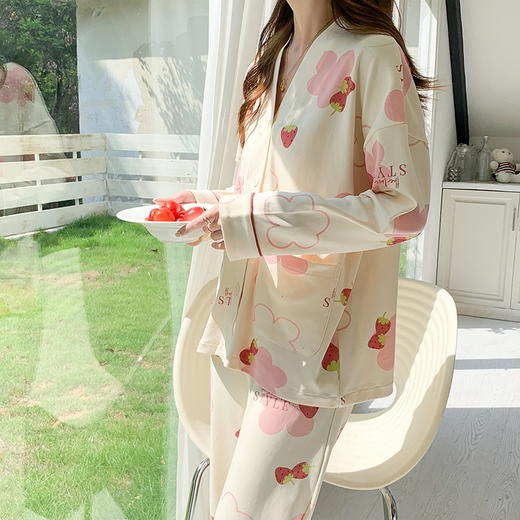 【换季出清】自然醒绮梦牛奶丝新款春秋季天女士睡衣可爱长袖两件套网红风大码家居服QH 商品图5