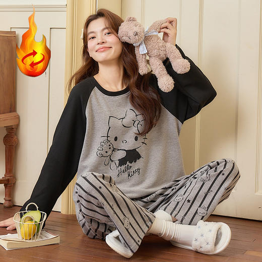 【换季出清】自然醒糯居女生家居服蚕丝羊毛绒长袖长裤套头睡衣QH 商品图7