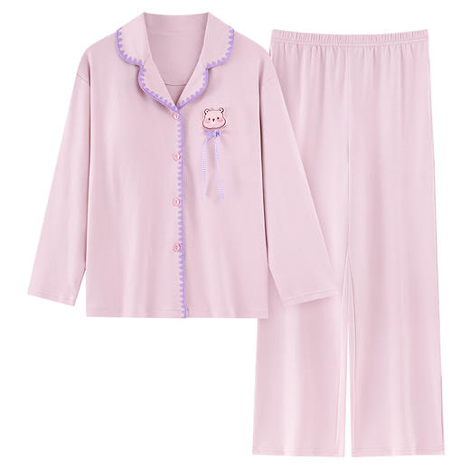 【换季出清】自然醒轻歌针织棉睡衣女士春秋季长袖开衫可外穿高级感休闲宽松家居服套装QH 商品图14