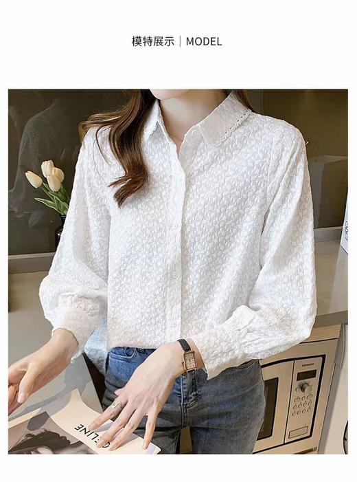 这也太重工了吧！！【秋新品】3429宫廷风重工全身精致刺绣长袖蕾丝领衬衫-喜出 商品图4