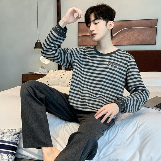 【换季出清】自然醒安隅男士家居服德绒保暖长袖长裤套头睡衣QH 商品图7