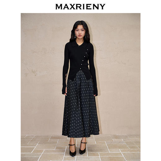 MAXRIENY【商场同款】法式复古风情波点半裙A字裙子高级气质女修身(货号:MC88SK616) 商品图1