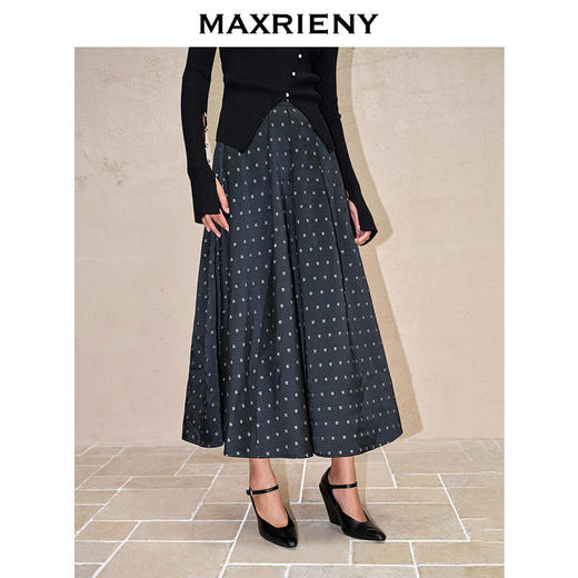 MAXRIENY【商场同款】法式复古风情波点半裙A字裙子高级气质女修身(货号:MC88SK616) 商品图2