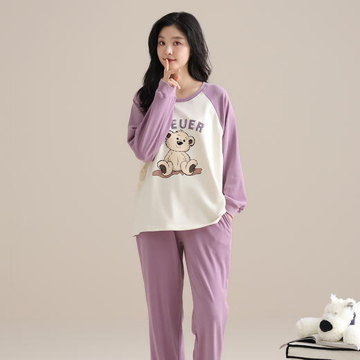 【换季出清】自然醒沁绒女士家居服德绒蓄暖长袖长裤套头睡衣QH 商品图4