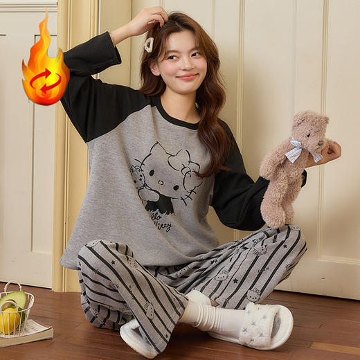 【换季出清】自然醒糯居女生家居服蚕丝羊毛绒长袖长裤套头睡衣QH 商品图8