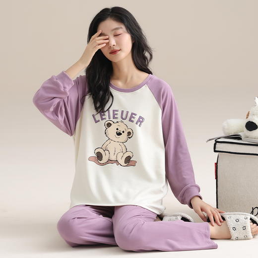 【换季出清】自然醒沁绒女士家居服德绒蓄暖长袖长裤套头睡衣QH 商品图13