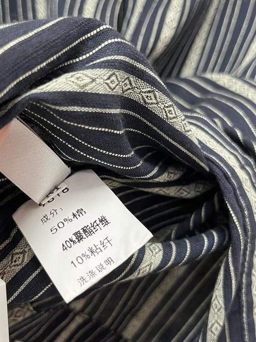 冰点价！仅限11.11！退货勿拍【秋新品】0719条纹藏蓝抽绳短款长袖衬衫-喜出 商品图2