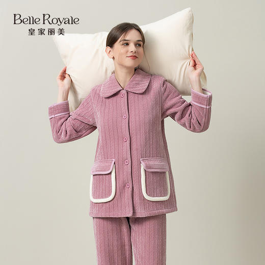 皇家丽美雪尼尔美丝绒睡衣女秋冬季家居服加绒保暖套装JJT9793 商品图5