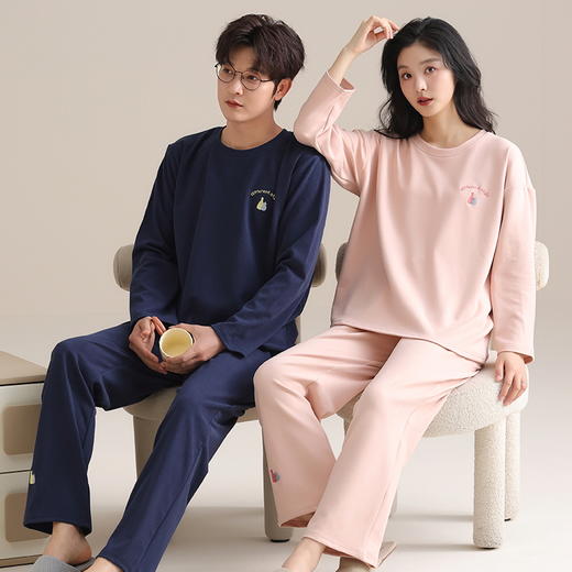 【换季出清】自然醒续暖情侣家居服德绒发热长袖长裤套头男女睡衣QH 商品图13