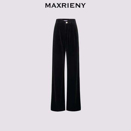 MAXRIENY软实力风穿搭弹力丝绒长裤25秋款通勤压褶休闲阔腿裤女(货号:MF86TR505) 商品图0