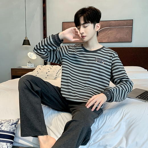 【换季出清】自然醒安隅男士家居服德绒保暖长袖长裤套头睡衣QH 商品图6