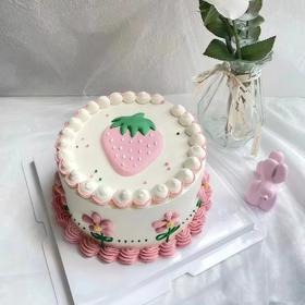 【粉色手绘草莓】创意热卖-创意蛋糕