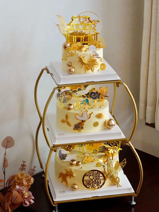 「鹤寿延年·福满层糕」祝寿·100%动物奶油（附图6+8+10寸三层·提前48小时预订） 商品图4