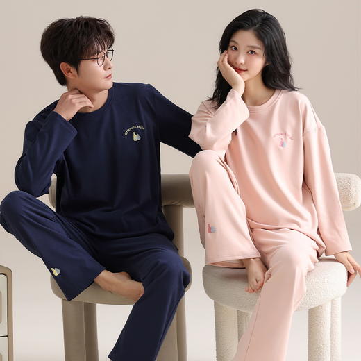 【换季出清】自然醒续暖情侣家居服德绒发热长袖长裤套头男女睡衣QH 商品图10