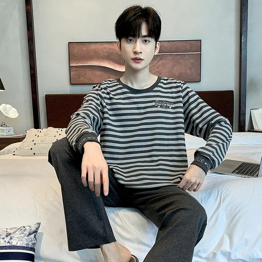 【换季出清】自然醒安隅男士家居服德绒保暖长袖长裤套头睡衣QH 商品图5