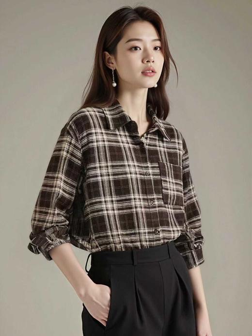 【秋新品】古泥5880复古格子衬衫-喜出 商品图1