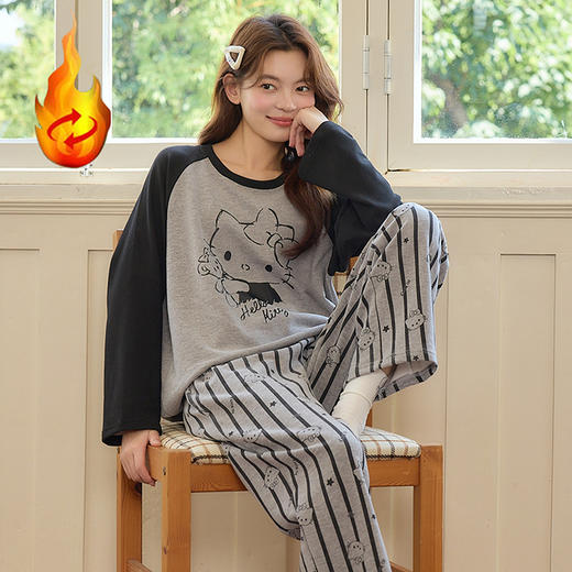 【换季出清】自然醒糯居女生家居服蚕丝羊毛绒长袖长裤套头睡衣QH 商品图9