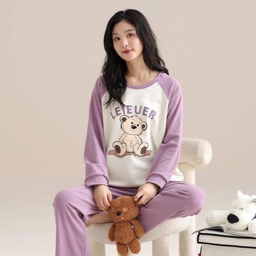 【换季出清】自然醒沁绒女士家居服德绒蓄暖长袖长裤套头睡衣QH 商品图11