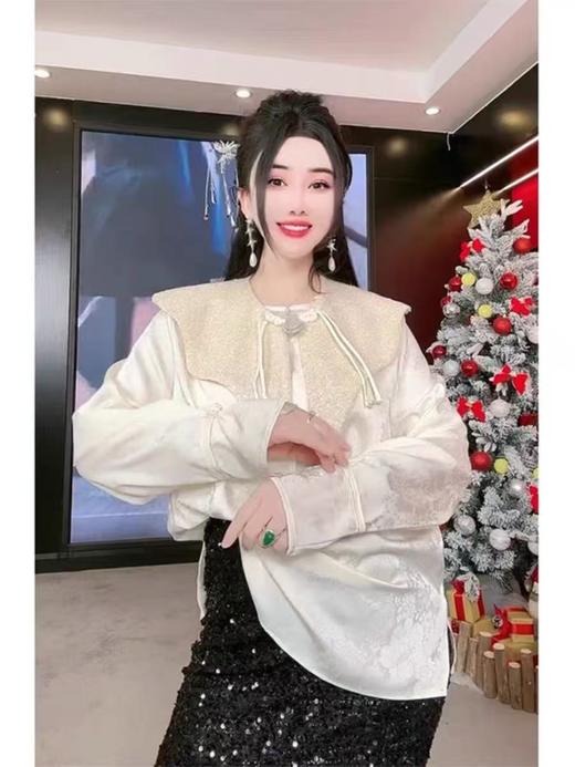 11.11特卖！赠送披肩【秋新品】新中式提花国风长袖宽松上衣-喜出 商品图4