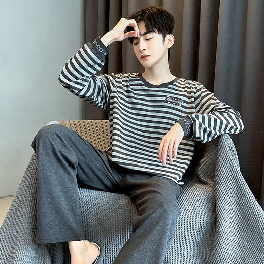 【换季出清】自然醒安隅男士家居服德绒保暖长袖长裤套头睡衣QH 商品图3