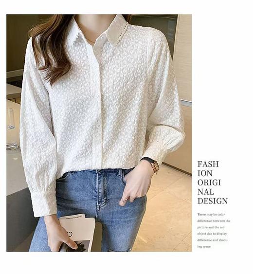 这也太重工了吧！！【秋新品】3429宫廷风重工全身精致刺绣长袖蕾丝领衬衫-喜出 商品图0